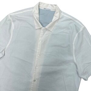 James Perse Poplin Shirt Women Size 2 White Short Sleeve Button Down MLC3555
